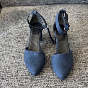 Women’s Navy Pointed Toe Ankle Strap Heels
